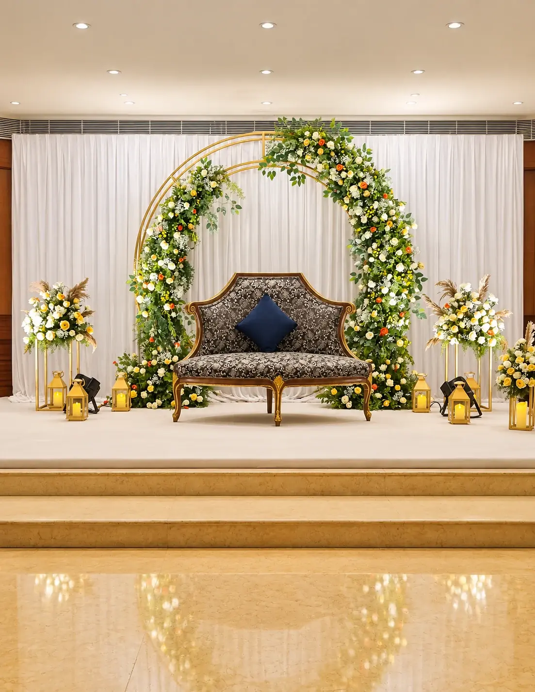 Wedding décor with thoughtfully arranged flowers, lighting and event styling